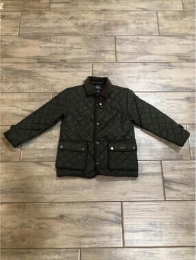 Vtg Polo Ralph Lauren Jacket Green Quilted Corduroy Boys Size 6 Preppy Fall Coat